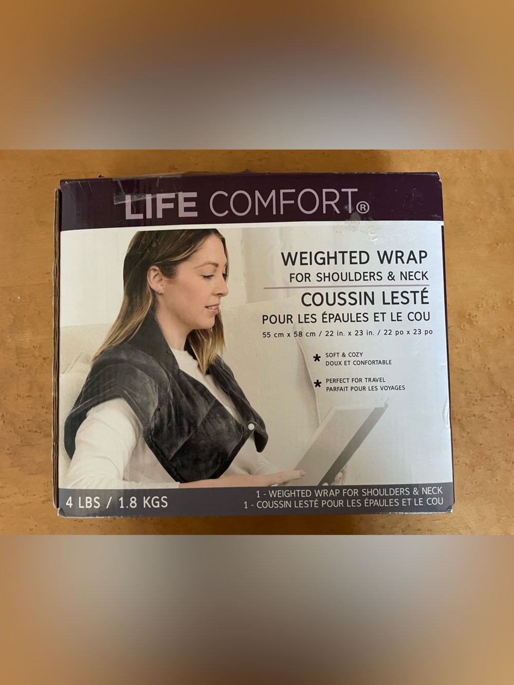 Life Comfort Grey Soft Micro Mink Weighted Neck Shoulder Wrap 4 lb